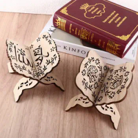 Carved Wooden Quran Bible Ramadan Eid Al-Fitr Display Stand Book Stand Home Decoration Book Shelf