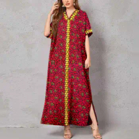 Afripride African Ankara Calico Dress Long Customized Robe Split Casual Loose Dress A2325019