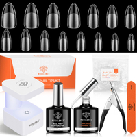 modelones Gel Nail Kit Upgrade 15Sizes Soft Gel Nail Tips Medium Almond Shape 510Pcs Nail Glue Nail 