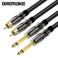 RCA To 1/4 Audio Cable 2 6.35mm TS To 2 RCA Male To Male Stereo Audio Adapter Cables for Microphone Mixer Sound Card Amp