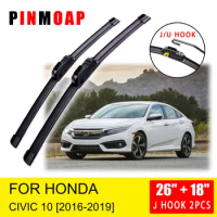 For Honda Civic 10 Gen FC FC1 FC2 FC5 2016 2017 2018 2019 Front Wiper Blades Brushes Cutter Accessories U J Hook