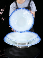 鋼化玻璃刺身盤專用創意海鮮姿造盤拼盤圓形大號冰盤三文魚盤子