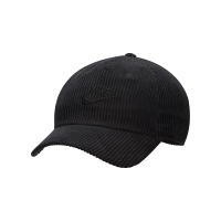 【NIKE 耐吉】Club Cap 中性 黑色 燈芯絨 經典 可調式 弧型帽舌 棒球帽 老帽 帽子 FB5375-010