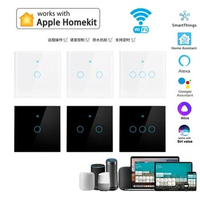 HomeKit- Smart Touch Panel Switch WiFi Smart Light Switch, Neutral/No Neutral Wire, Compatible with Google Home Alexa,100V ~ 265
