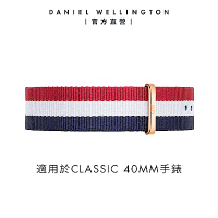 Daniel Wellington DW 錶帶 Classic Cambridge 20mm經典藍白紅織紋錶帶-玫瑰金 DW00200003