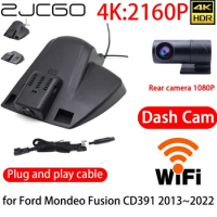 ZJCGO 4K Car DVR Dash Cam Wifi Front Rear Camera 24h Monitor for Ford Mondeo Fusion CD391 2013~2022