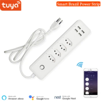 Mumubiz Smart WiFi Power Strip, Brazil WiFi Outlet With 4 Plugs and 4 USB Ports, Individual Control,Works With Alexa Google Home