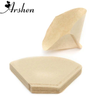Arshen 40pcs/Set Hand-poured No.101 Coffee Paper Filter Durable Hand Drip Folded for Filter Bowl Drip Coffee Machine Cafe Tool