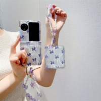 Korean Cute Glitter Transparent Bow Bracelet Phone Case for OPPO N3flip N3 Flip N3Flip N2flip N2 Flip N2 Flip Shockproof Cover