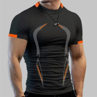 Summer Bodybuilding Sport Tops Men Quick Dry Fitness Gym T Shirt Short Sleeve Training Tee Compression Running Tshirt Sportswear