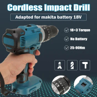 18V 3 in 1 Electric Cordless Impact Drill 13mm Rechargable Electric Screwdriver Drill For Makita Battery Electric Tools