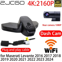 ZJCGO 4K DVR Dash Cam Wifi Front Rear Camera 24h Monitor for Maserati Levante 2016 2017 2018 2019 2020 2021 2022 2023 2024