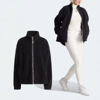 adidas 愛迪達 外套 Premium Essentials 女款 黑 保暖 立領 羊羔絨 毛茸茸 風衣 夾克 愛迪達(II8041)