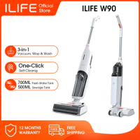 ILIFE W90 Cordless Wireless Wet Dry Cleaning Smart Washing Mop Robot,5500Pa Suction,1 Min Self Cleaning,Large Dual Water Tank