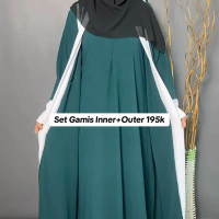 Set gamis Inner+outer Muslim Wanita Dress Syari