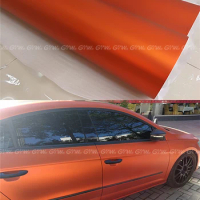 Orange Satin Chrome Vinyl Wrap Film Orange Matte Chrome Vinyl Car Wrap Cover Styling With Air Bubble Free Size 1.52*20M/Roll