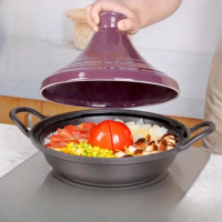 Tagi Enamel Cast Iron Pot: Claypot Rice Stew Pots Household Simmering Ceramic Casserole Universal Induction Cooker Compatible