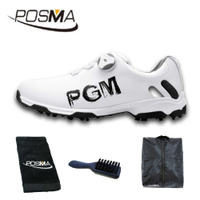 高爾夫男士球鞋 旋轉鞋帶 防水透氣 防滑運動鞋 GSH103 白 黑 配POSMA鞋包 2合1清潔刷 高爾夫球毛巾