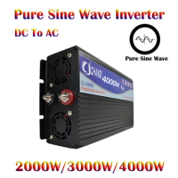 Pure Sine Wave Inverter 2000W 3000W 4000W Power Solar Car Inverters With LED Display DC 12V 24V 48V To AC 220V Voltage Converter