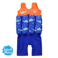 【Splash About 潑寶】Short John FloatSuit 兒童浮力短褲泳衣 - 亮橘鯊魚1-2 歲-1-2 歲