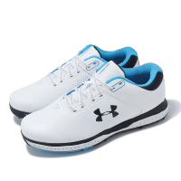 【UNDER ARMOUR】高爾夫球鞋 Medal RST 2 Wide 男鞋 寬楦 白 藍 防潑水 緩衝 抓地 運動鞋 UA(3025381104)