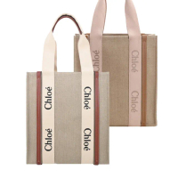 【Chloe’ 蔻依】Woody tote bag 新款帆布直立托特包(任選)