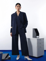 Love Bonito - Atasan Wanita - Mae Tailored Pinstripe Cross Over Top - Navy Blue