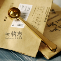 黃銅色食品封口勺ins網紅首飾品盤辦公文件夾子 擺拍道具1入