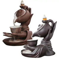 Ceramic Backflow Incense Holder Backflow Smok Incense Holders Buddha Hand Ceramic Incense Windproof Incense Burner Handicraft