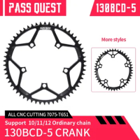 PASS QUEST 130BCD Hollow Narrow Wide Chainring 42-58T Road Bike Chainwheel BLACK
