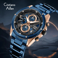 DISKON Cristiano Aillen Jam Tangan Pria Analog 8895 Rantai Stainless Steel Chronograph Kaca Sapphire