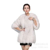 Factory wholesale imitation fox fur fur coat for women's new Korean fashion mid length Korean fur coat