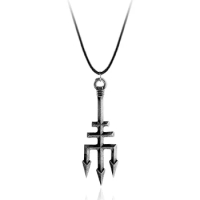 Vintage Sea King Fork Necklace Poseidon Trident Greek Viking Trishul Ukrainian Symbol Pendant Men's Sweater Chain Jewelry