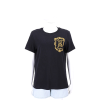 MOSCHINO 泰迪熊胸口織花純棉黑色短袖TEE T恤(女款)