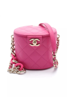 CHANEL 二奢 Pre-loved Chanel matelasse chain shoulder bag lambskin Pink purple gold hardware with mirror
