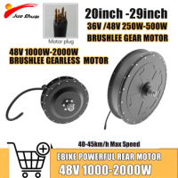 Brushless Gear Hub Motor for Electric Bicycle Rear Wheel Motor V/Disc Brake 26 in 36V 48V 250W-2000W 700C E Bike Conversion Kit