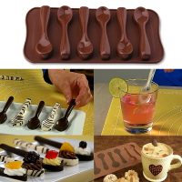 創意巧克力勺子硅膠模具冰塊冰模DIY果凍布丁蛋糕烘焙餅干模具