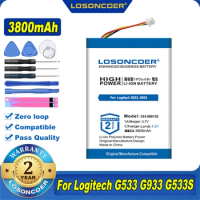 100% Original LOSONCOER 3800mAh 533-000132 For Logitech G533 G933 Battery