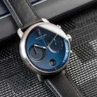 【Nordgreen】ND手錶 先鋒 Pioneer 42mm 月光銀殼×藍面 極夜黑純素皮革錶帶(PI42SIVEBLNA)