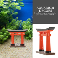Miniature Red Japanese Torii Fish Tank Altar Shelf Miniature Shrine Japan Traditional Blessing Door Zen Garden
