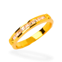 【福西珠寶】買一送一黃金戒指 結戀 方晶鑽線戒 可疊戴(金重：1.02錢+-0.03錢)