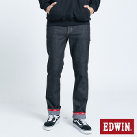EDWIN EDGE 織帶紅線中直筒牛仔褲-男-黑色