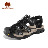 GOLDEN CAMEL Genuine Leather Men Shoes Outdoor Men's Sandals Summer 2023 New Casual Slippers Beach Sandal Shoes for Men