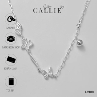 LC100 - Lắc Chân Bạc Callie Silver Bướm Lá Kèm Chuông