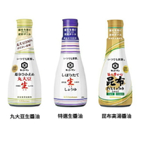 【江戶物語】(特價) kikkoman 龜甲萬 調味醬 200ml 昆布高湯/丸大豆 生醬油 減鹽  麵味露 萬字 日本原裝進口