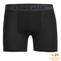 【Icebreaker】男款 美麗諾羊毛 Anatomica 高彈性四角內褲.衛生褲(IB103029-010 黑)