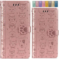 Cute Pet Footprint Phone Case For Apple iPhone 15 14 13 12 11 Pro 6 6S 7 8 Plus XR X XS Max Funny Kid Flip Leather Wallet Cover