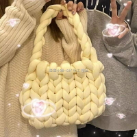 【編織包】DIY手作 diy材料包 冰島線手編織毛線包包 閨蜜生日禮物大卷雲朵包diy單肩斜跨