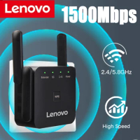 Lenovo New 5Ghz WiFi Repeater 1200Mbps Router Black WiFi Extender Amplifier 2.4G 5.8GHz WiFi Signal Booster Long Range Network