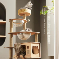 Cat climbing frame, cat litter, cat tree integration, cat rack, cat scratch tree, non-solid wood space capsule climbing column,